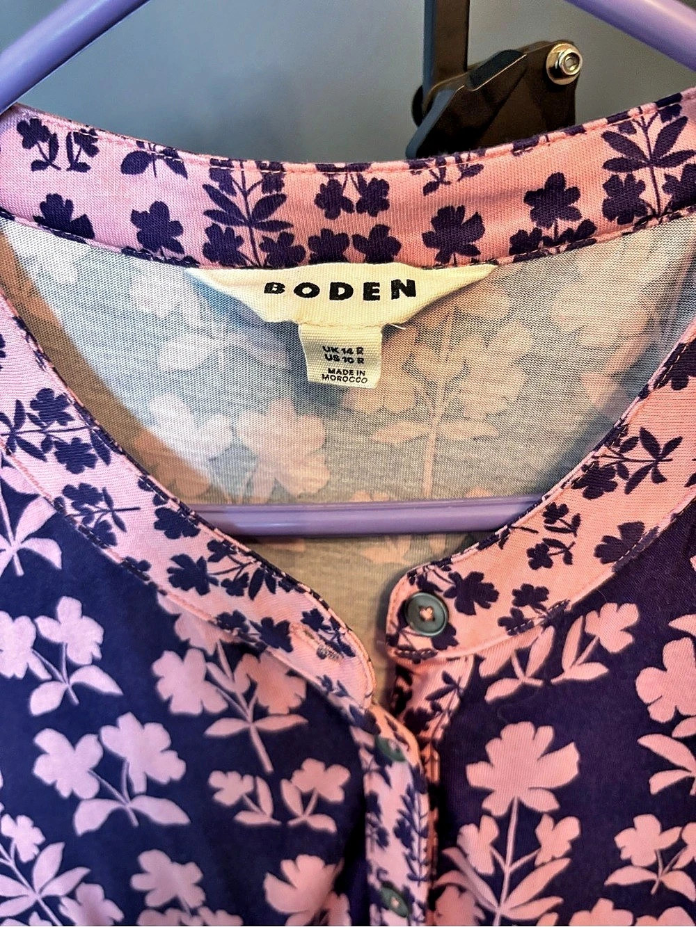 Boden Floral Midi Dress in Purple & Pink Size M